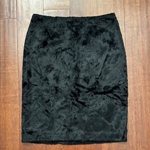 Vintage Georgiou Chic Office Siren Black Faux Fur Pencil Skirt, Size 4